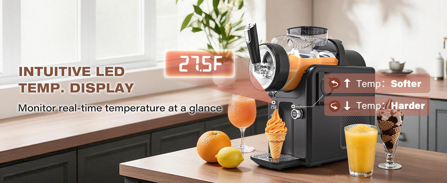 SYINTAO Slushie Machine No Ice Needed, 2-in-1 Frozen Drink & Soft Serve Ice Cream Maker, Self-Chilling Slushy Maker with 5 Presets, LED Display & Auto Clean for Home & Party